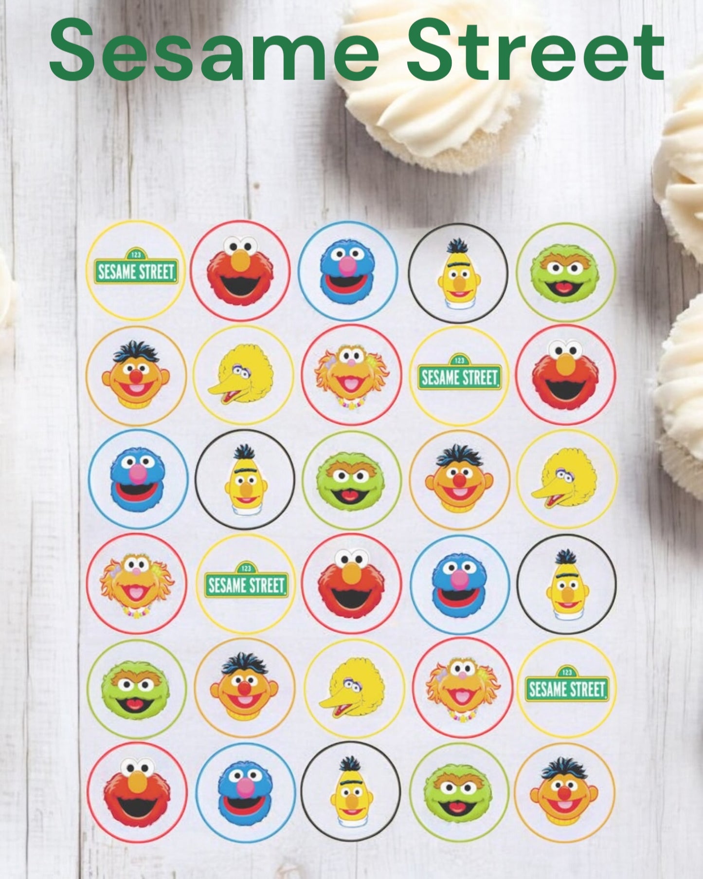 Sesame Street Edible Image Cupcake Toppers β 12-Pack | Custom Birthday Party Decorations
