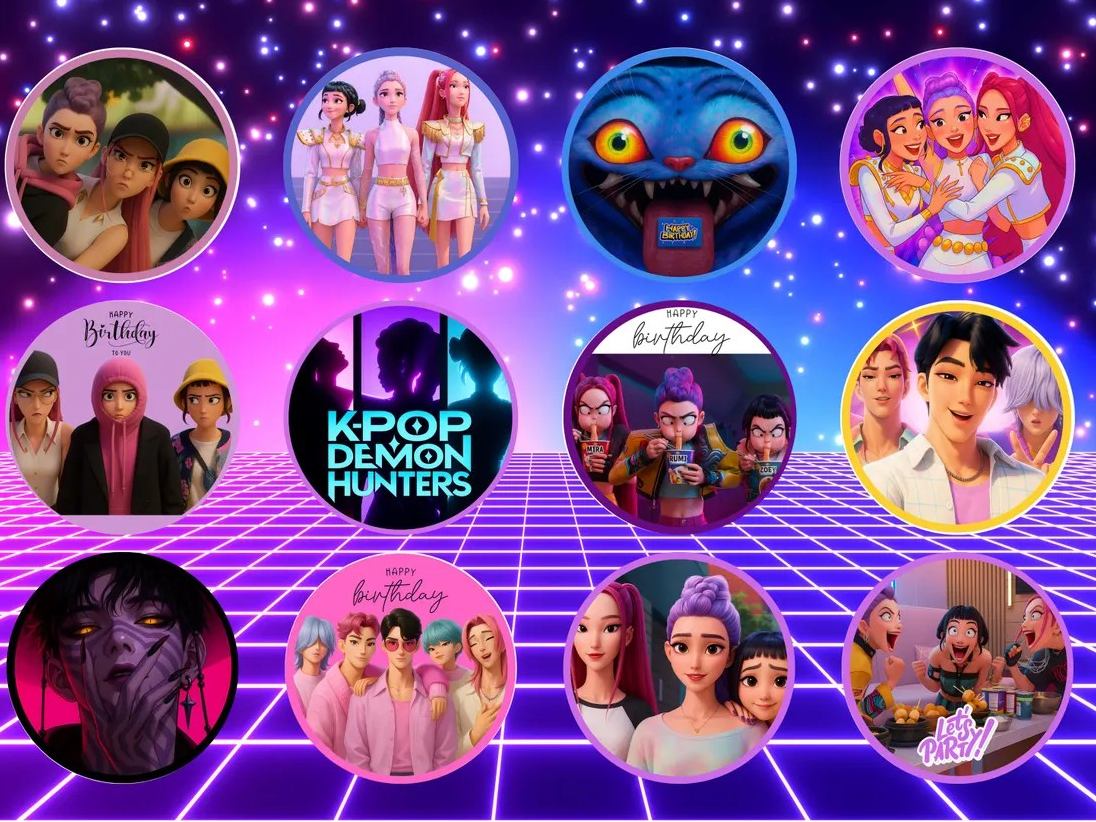 Title: K-Pop Demon Hunters Cupcake Toppers -Edible cupcake toppers