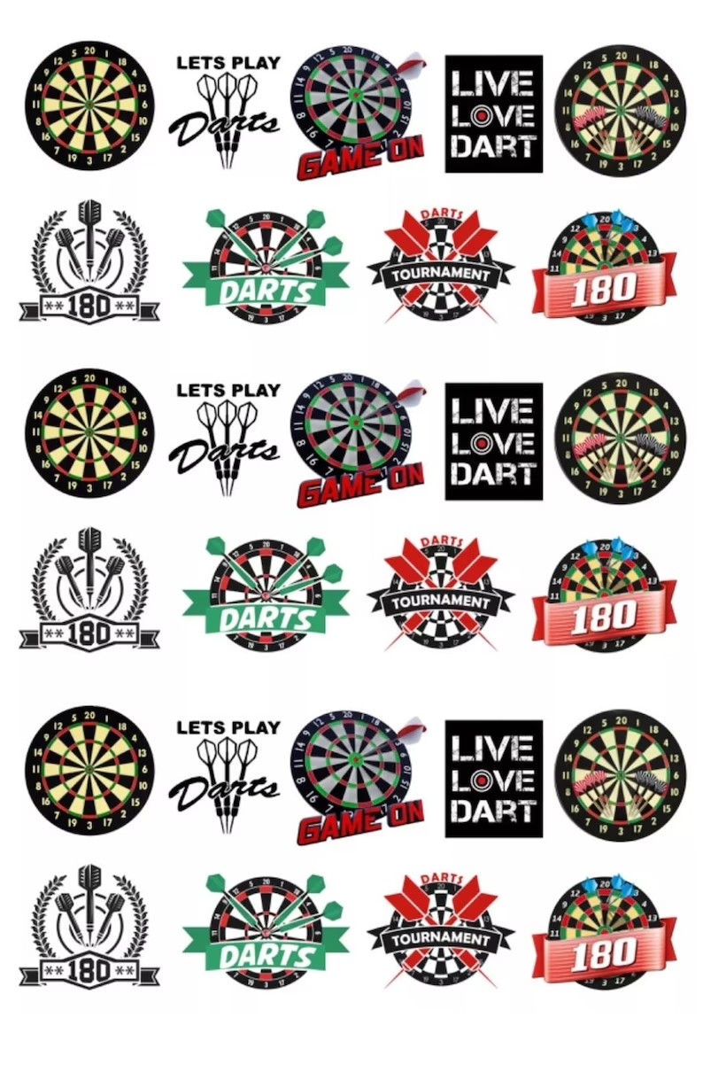 Darts Cupcake Toppers- Darts Themed Parties & Birthday Celebrations