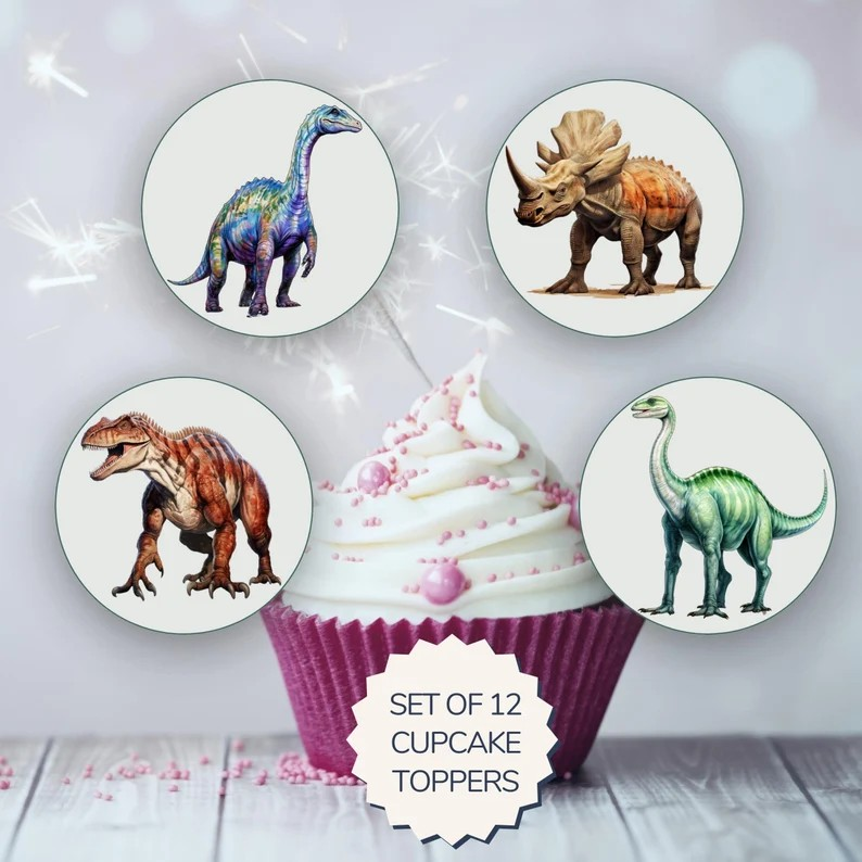 Dinosaur Edible Cupcake Toppers Kids dinosaur Birthdays