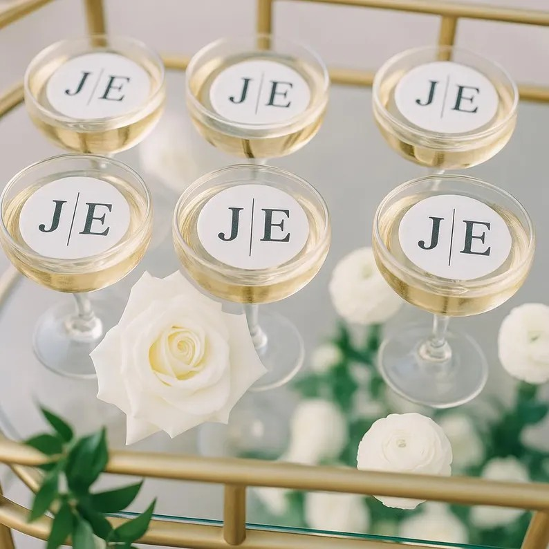 Custom Drink toppers for Weddings, Engagement, Bachelorette Parties, Baby shower