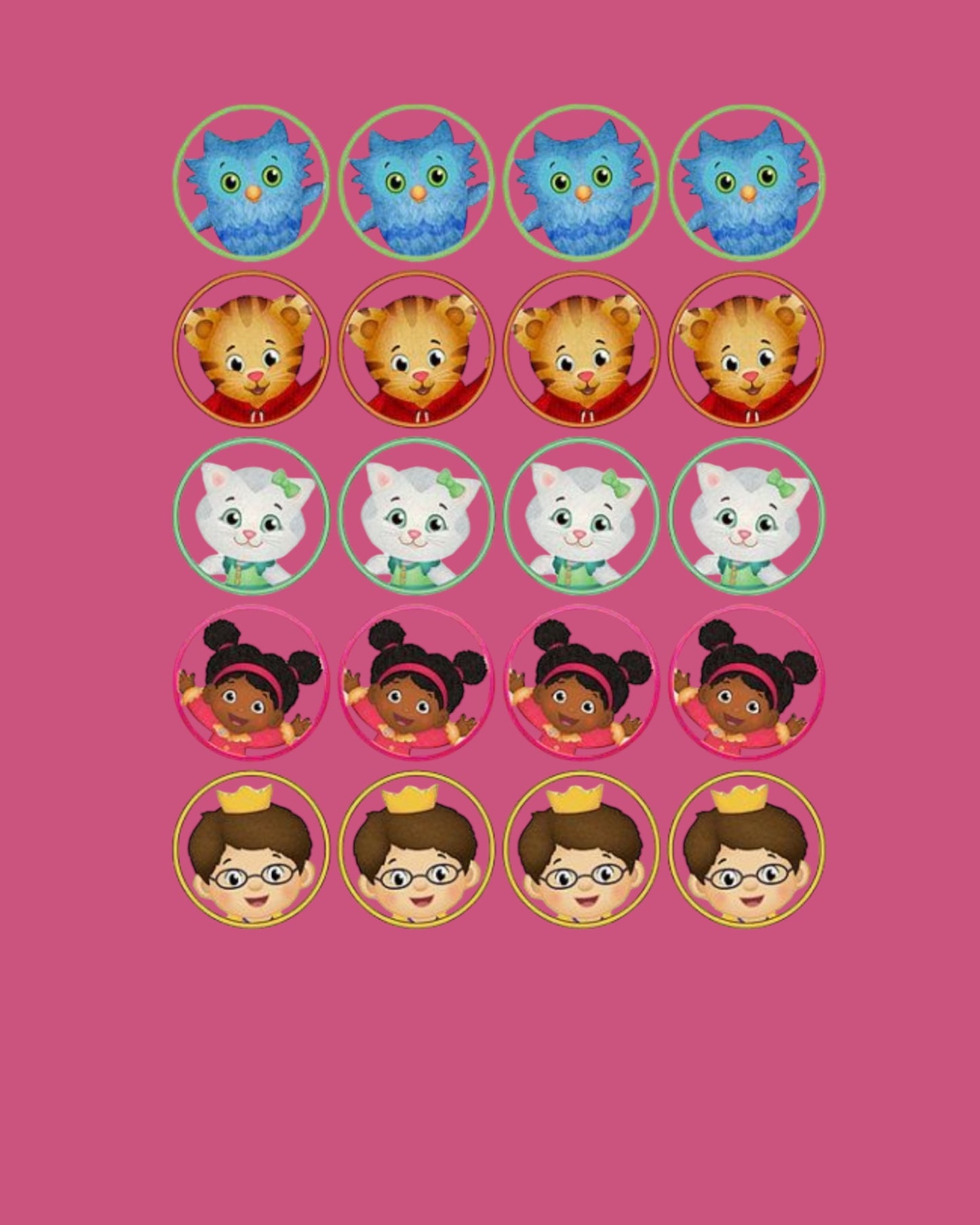 DANIEL TIGER            Edible Cupcake Toppers – 1.75” Round Wafer Paper – Kids Birthday Party Decorations