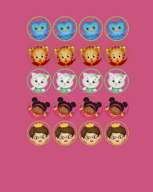 DANIEL TIGER            Edible Cupcake Toppers – 1.75” Round Wafer Paper – Kids Birthday Party Decorations