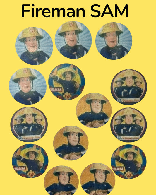 Fireman Sam Wafer Paper Cupcake Toppers – Edible Birthday Party Decorations