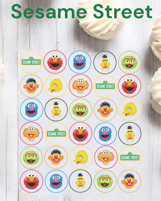 Sesame Street Edible Image Cupcake Toppers – 12-Pack | Custom Birthday Party Decorations