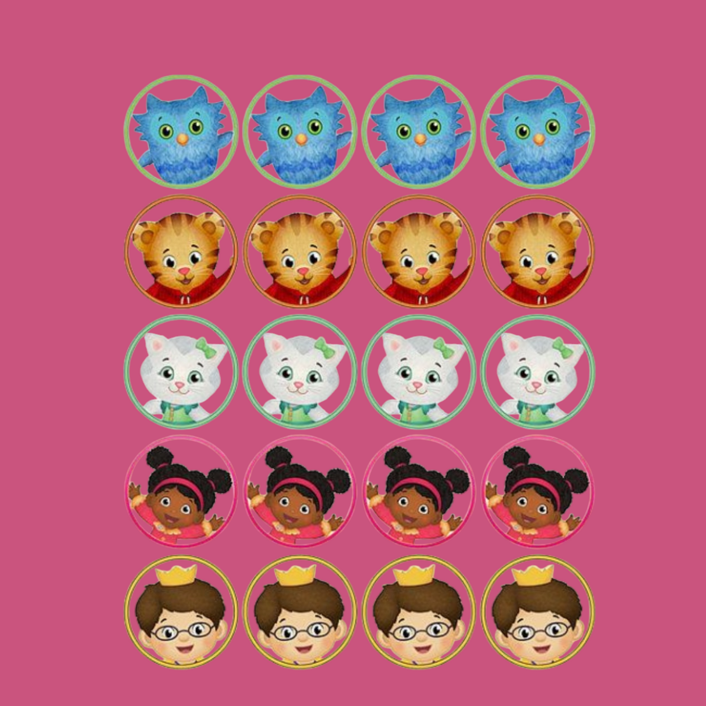 DANIEL TIGER            Edible Cupcake Toppers – 1.75” Round Wafer Paper – Kids Birthday Party Decorations