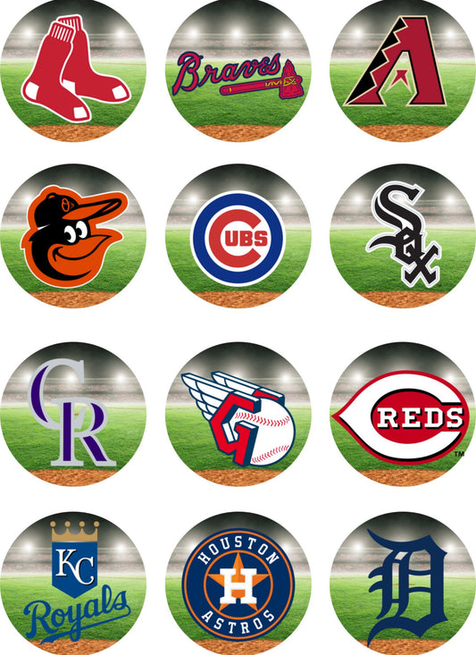 ⚾ Major League Baseball Edible Cupcake Toppers – Wafer Paper
