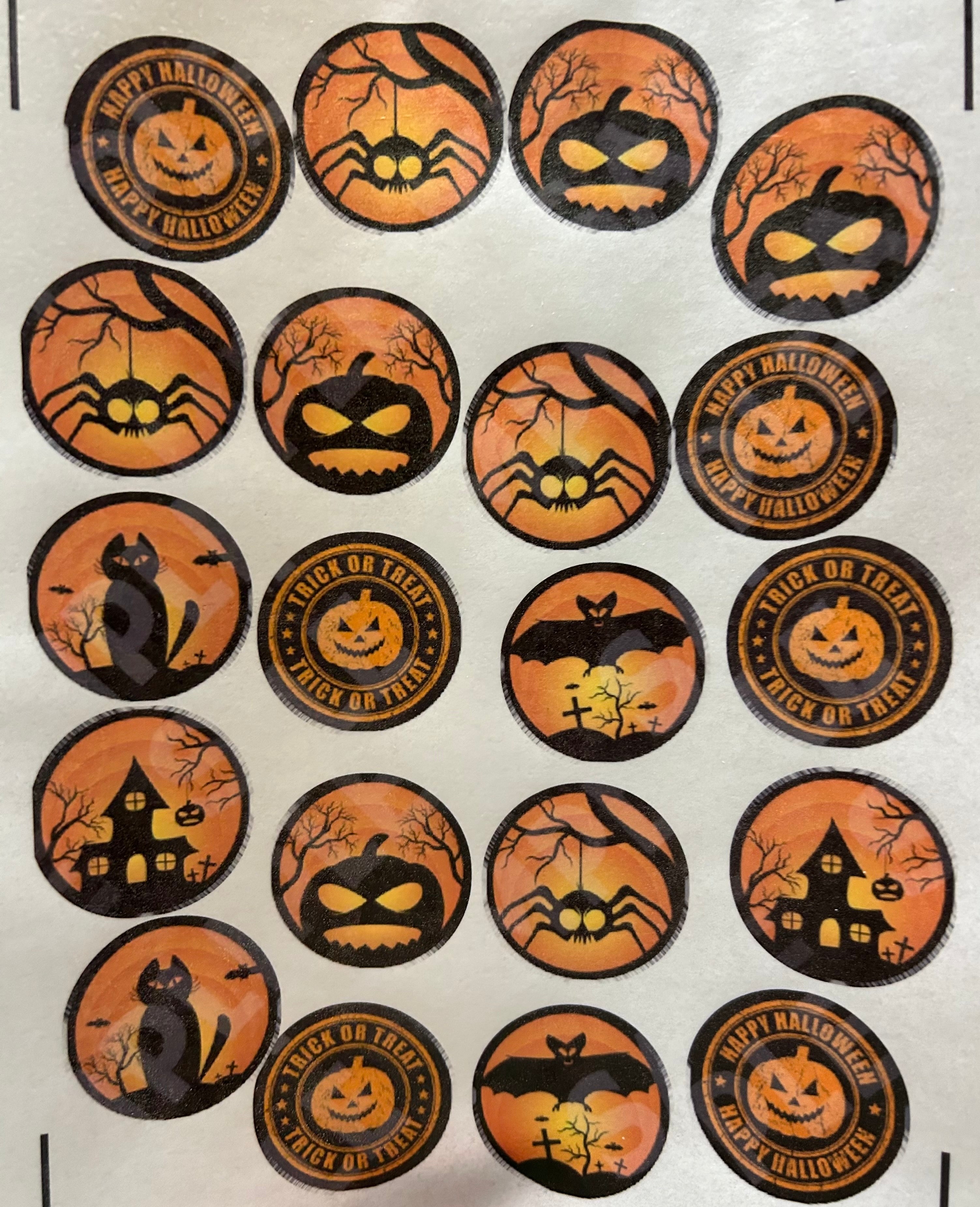 Halloween Cupcake Toppers – Wafer Paper Edible Decorations | Pumpkins, Spiders, Bats & Haunted House Designs