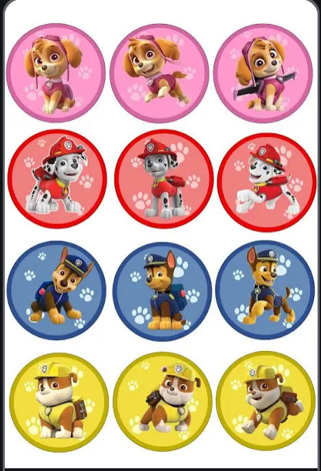 Paw Patrol Cupcake Toppers |  Paw patrol Edible cupcake toppers  |