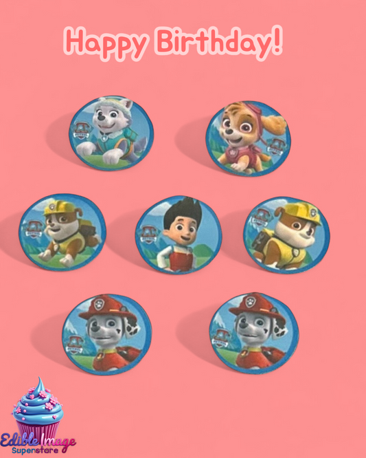 Paw Patrol Edible Cupcake Toppers – 12-Pack | Birthday Party Decorations for Kids