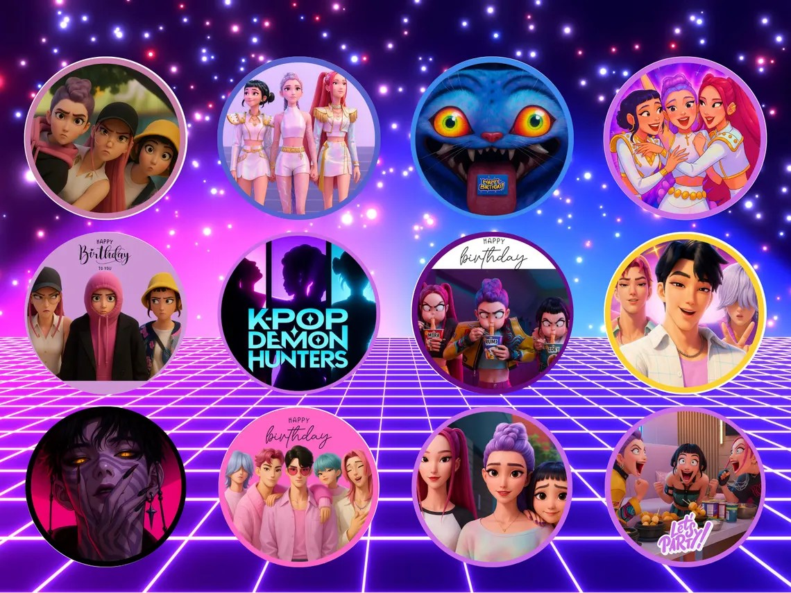 Title: K-Pop Demon Hunters Cupcake Toppers -Edible cupcake toppers