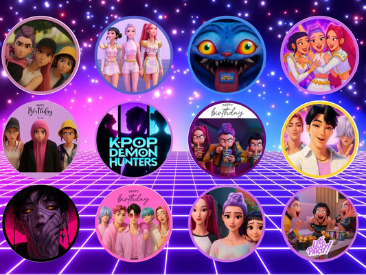 Title: K-Pop Demon Hunters Cupcake Toppers -Edible cupcake toppers