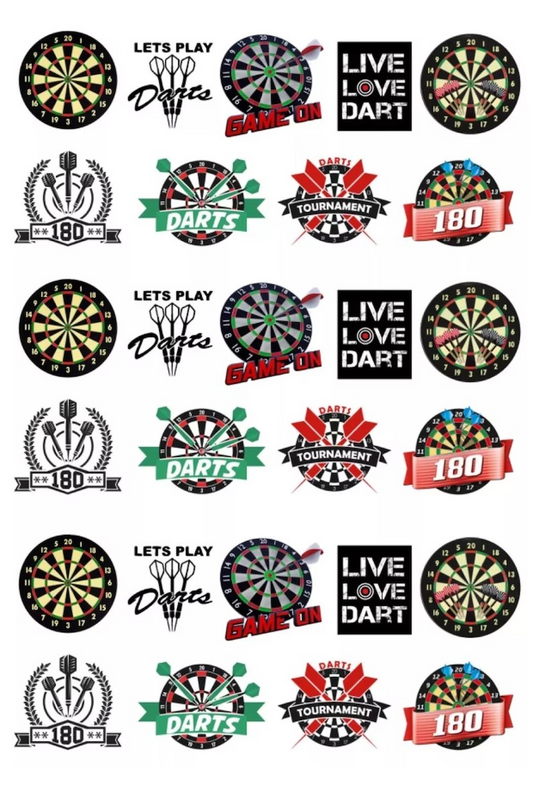 Darts Cupcake Toppers- Darts Themed Parties & Birthday Celebrations