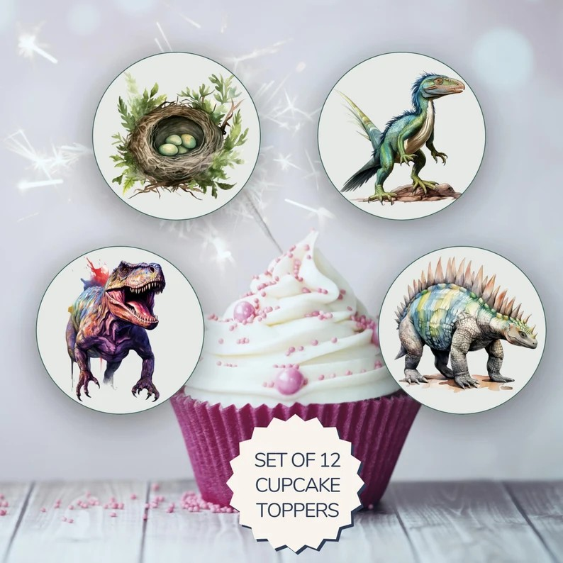 Dinosaur Edible Cupcake Toppers Kids dinosaur Birthdays