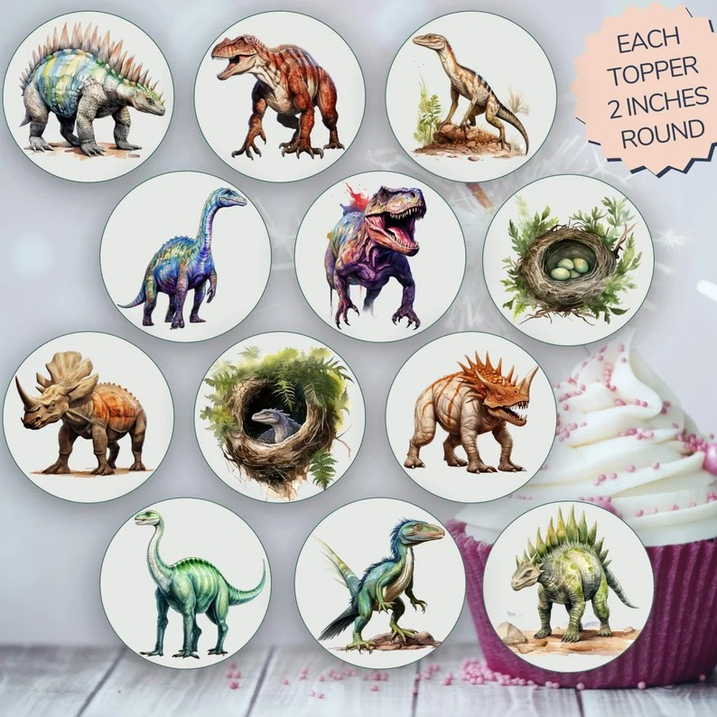 Dinosaur Edible Cupcake Toppers Kids dinosaur Birthdays