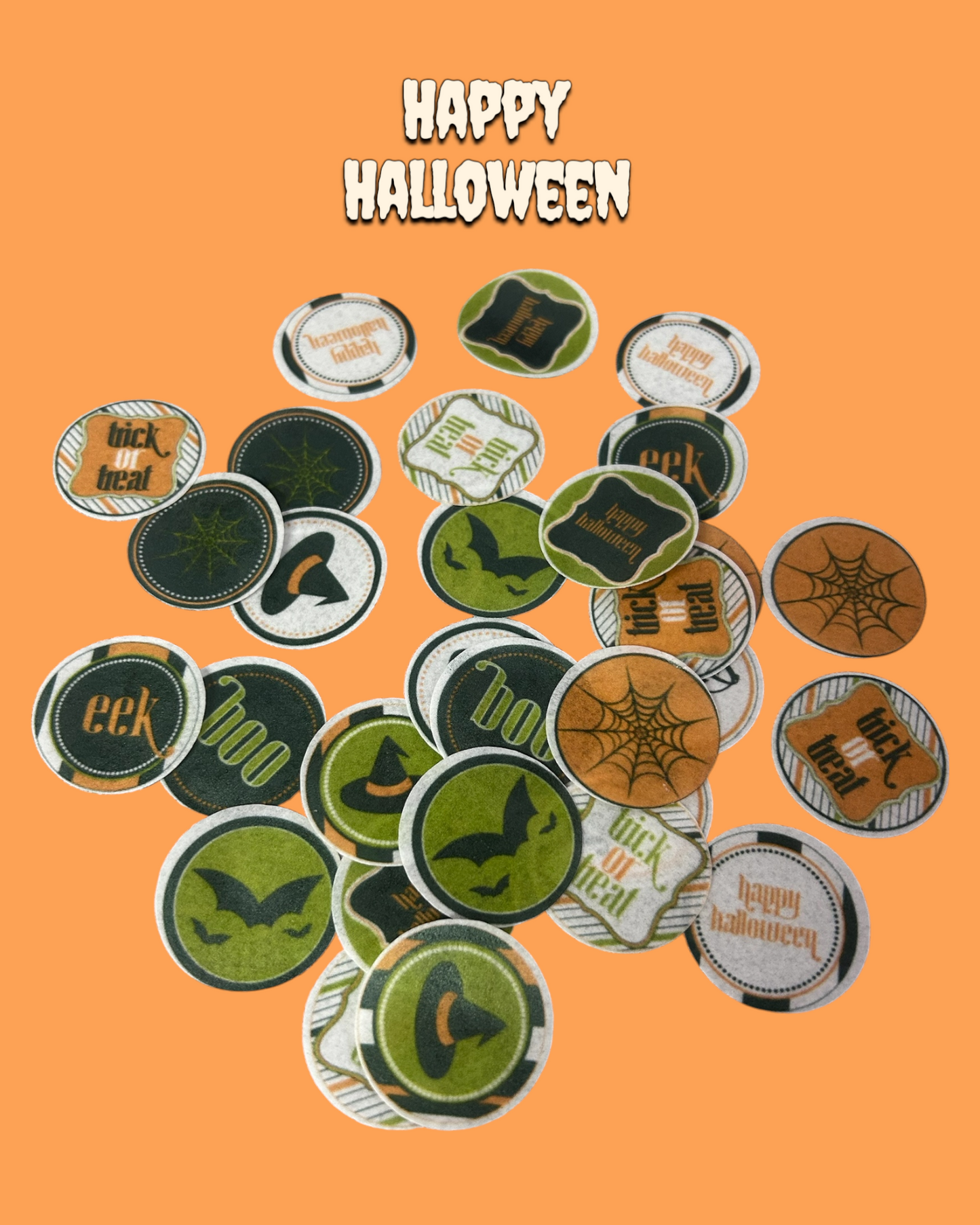 Halloween Wafer Paper Cupcake Toppers – 30-Pack | Edible Spooky Decorations for Cupcakes & Treats