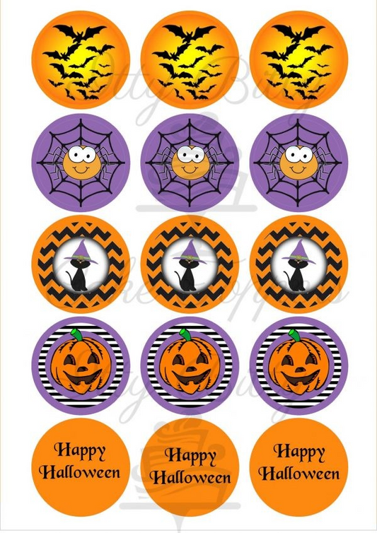 Edible Wafer Paper Cupcake Toppers for Halloween