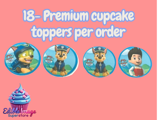 Paw Patrol Edible Cupcake Toppers – 12-Pack | Birthday Party Decorations for Kids