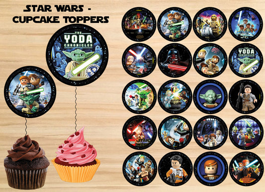 Star Wars LEGO Theme Cupcake Toppers Edible Decorations for Kids Parties & Birthdays